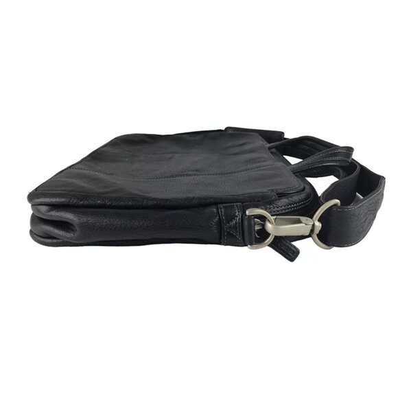El Portal Unisex Black‎ Leather Inner Pockets Top Handle Briefcase Document Case - Picture 3 of 10